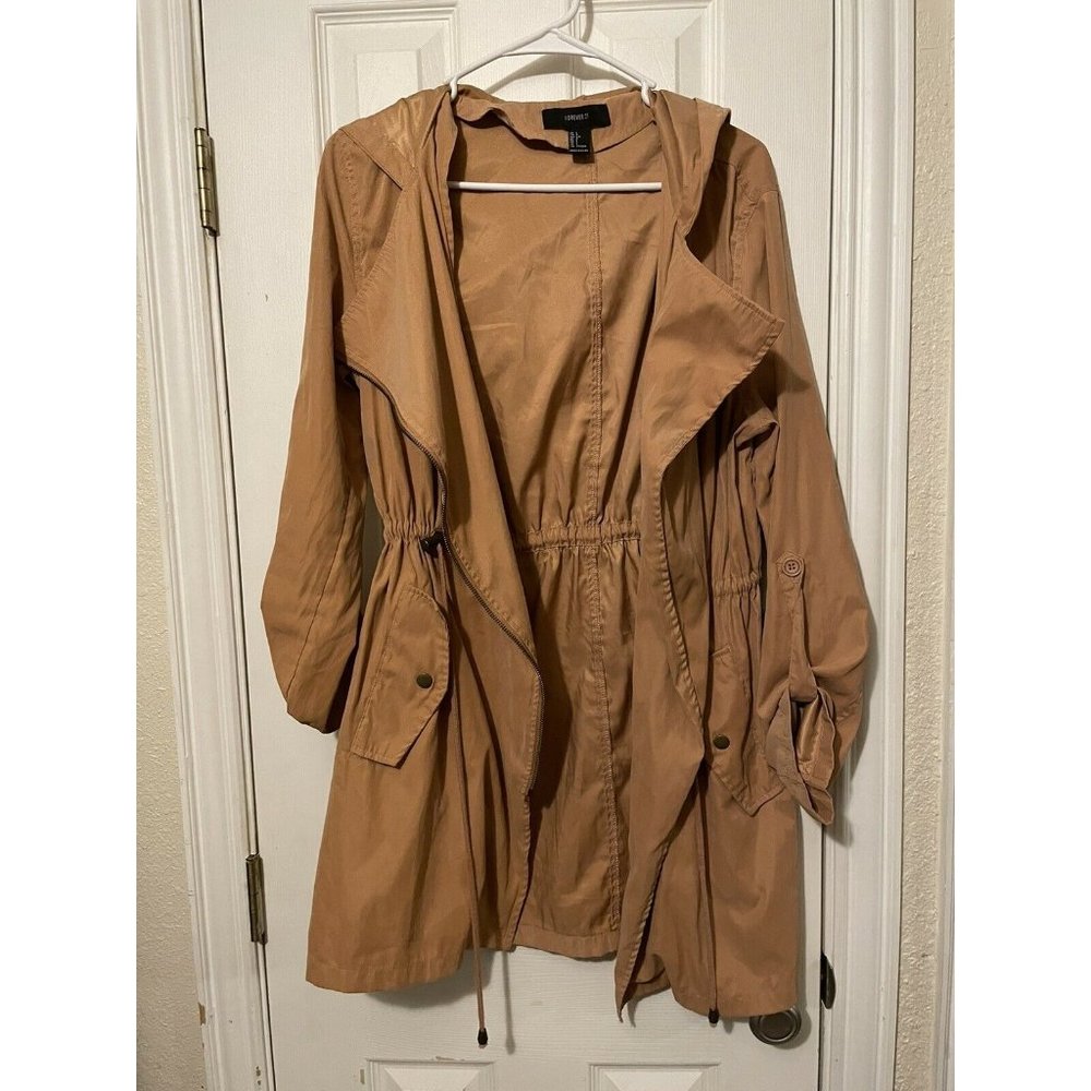 FOREVER 21 SIZE L WOMENS ORANGE FULL ZIP HOODED